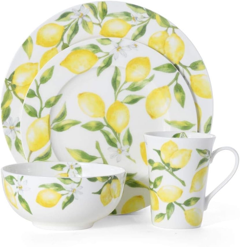 Lemons 16-Piece Dinnerware Set Service For 4 Multicolor