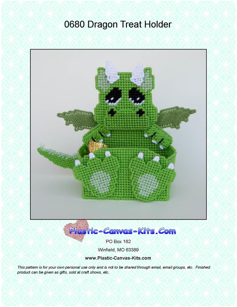 Dragon Treat Holder- Plastic Canvas Pattern or Kit