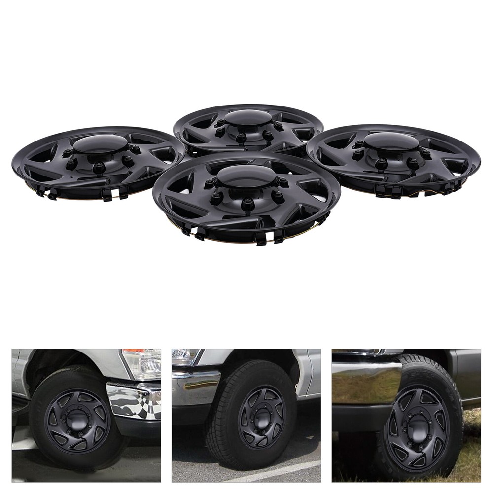 4pcs For Ford E250 E350 E450 Econoline 1999-2018 Black Hub Caps Rim Simulators