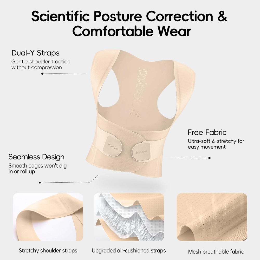 Posture Corrector for , Invisible Lightweight Adjustable Back Brace for Upper...