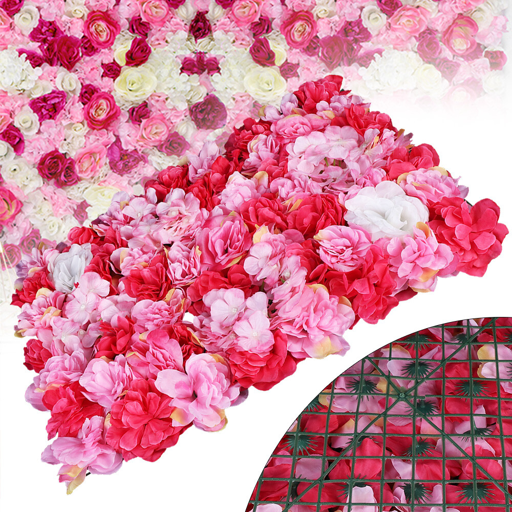 6pcs Artificial Wedding Silk Flower Wall Decor Background Rose Hydrangea Panels