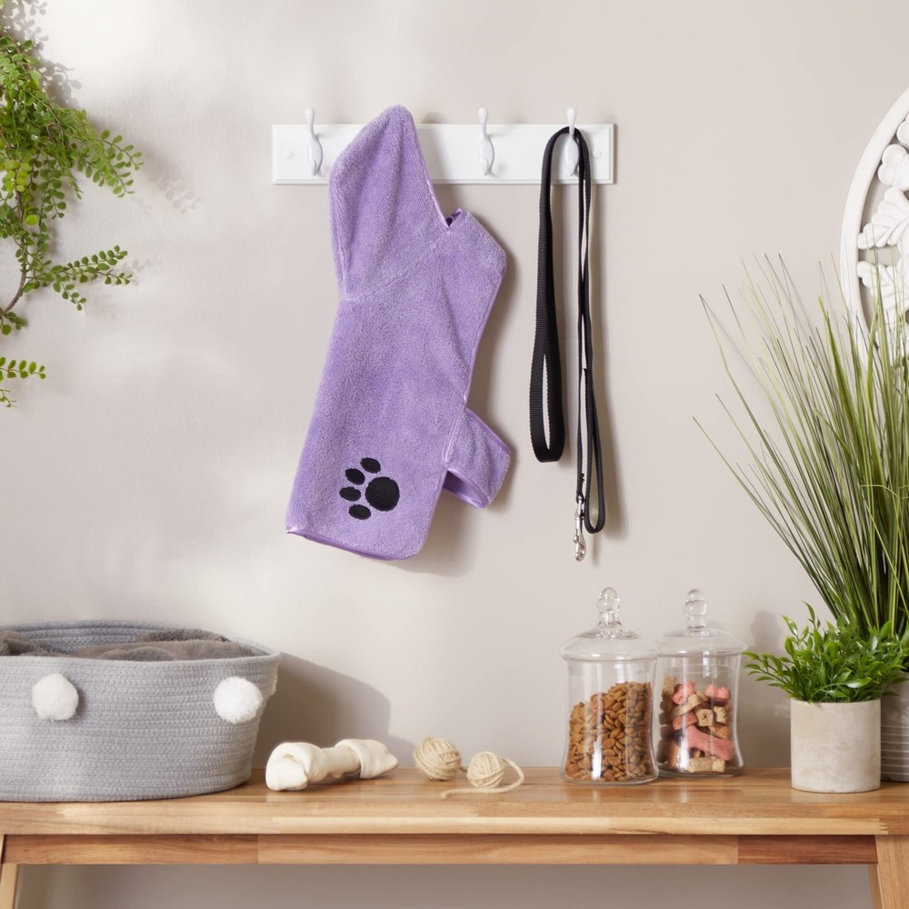 Pet Robe Collection, Embroidered Absorbent Microfiber Bath Robe with Adjustab...