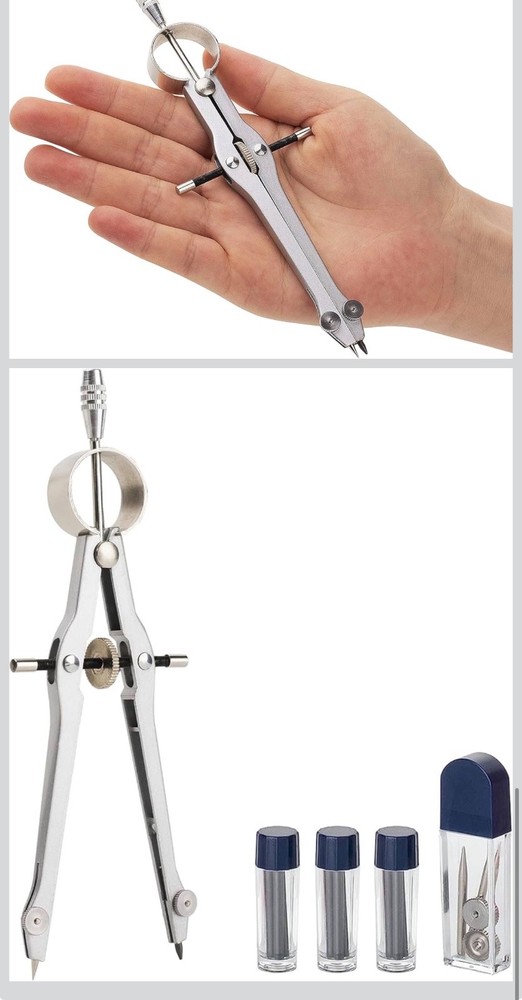 Mr. Pen- Professional Compass for Geometry, Extra Lead, Metal Compass, Drafting