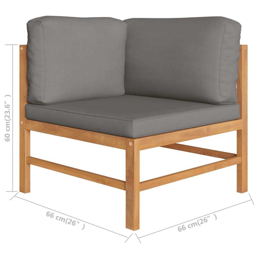 Corner Sofa Dark Grey Fine sanded teak wood Regular Durable