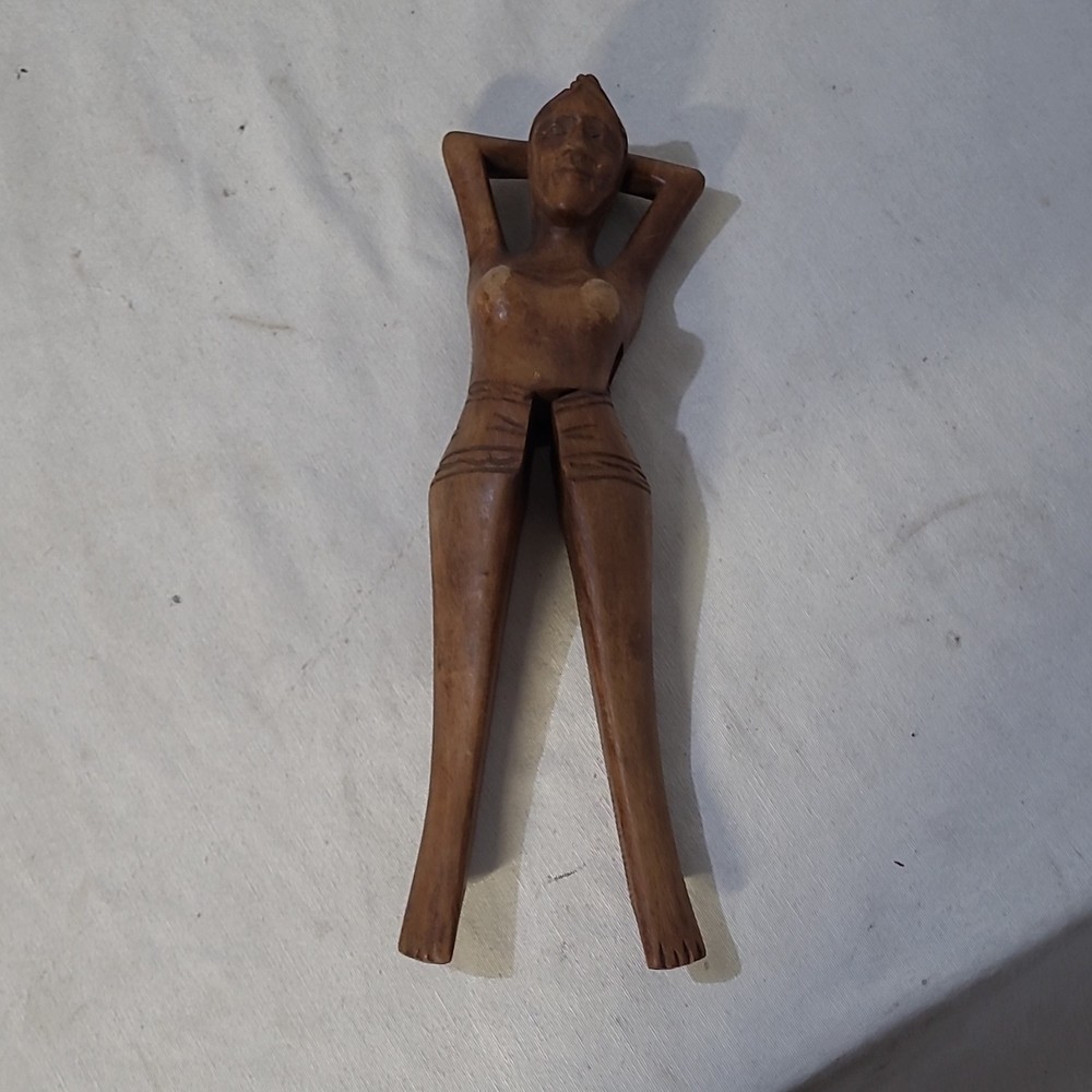 Vintage Nut Cracker Rustic Hand Carved Wood Folk