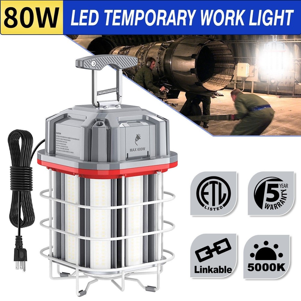 80W LED Temporary Work Light Construction Linkable Jobsite Light 5000K Daylight