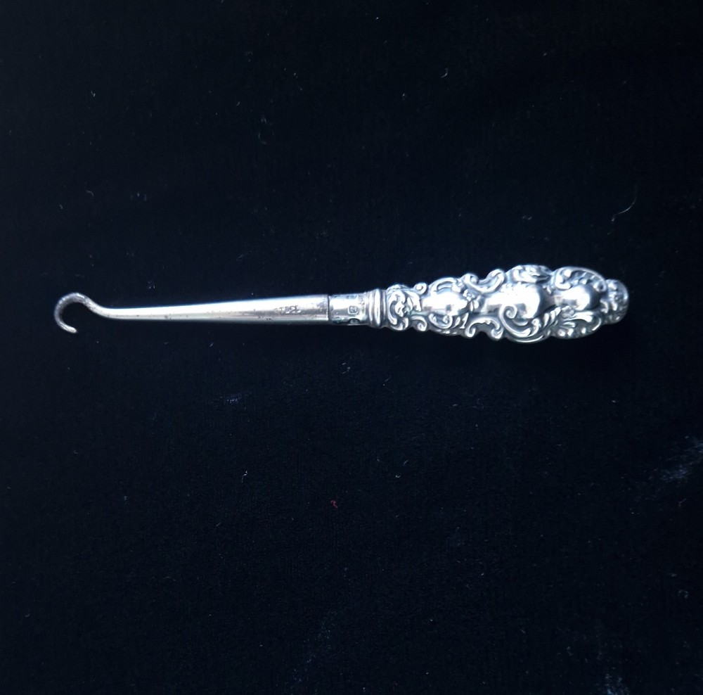 Antique Sterling Silver Button Puller Full Hallmarks Sheffield C1892
