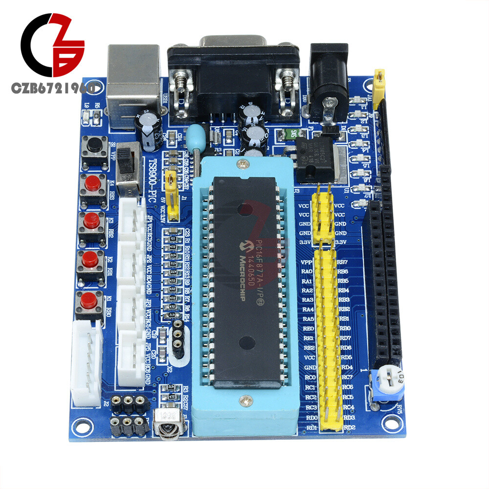 PIC16F877A PIC Microcontroller Development Board USB 12V DC Power ICSP Interface