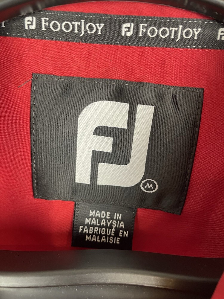 FootJoy Golf Windbreaker Medium Red Mock Neck Snap Button Quarter Zip Pullover