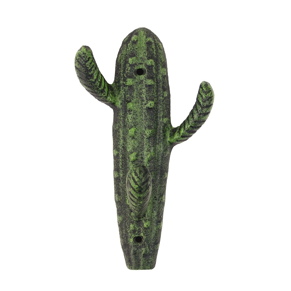Green Cactus Wall Mount Hook Coat Hat Rack Storage Hanger Rustic Boho Home Decor