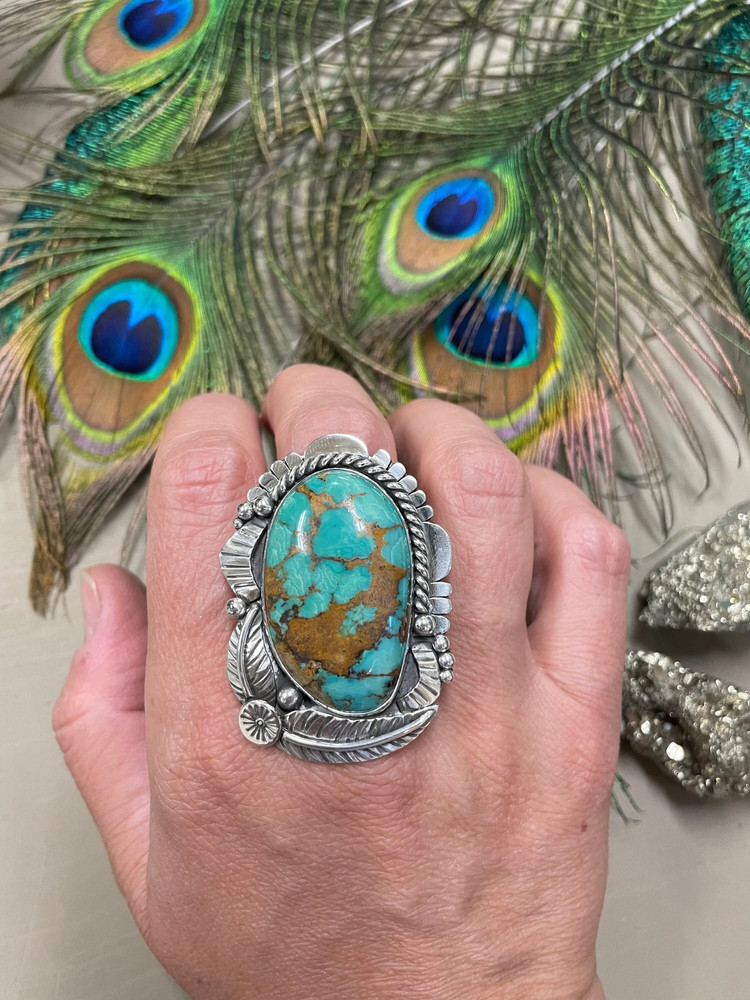 Turquoise ring size 8 1/4 sterling silver