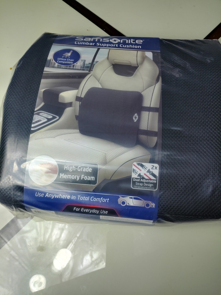 Samsonite Premium Memory Foam Lumbar Back Support Cushion NEW