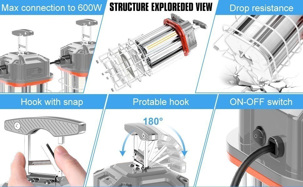 150W LED Temporary Work Light Linkable Constructions Work Shop Lighting -22500LM