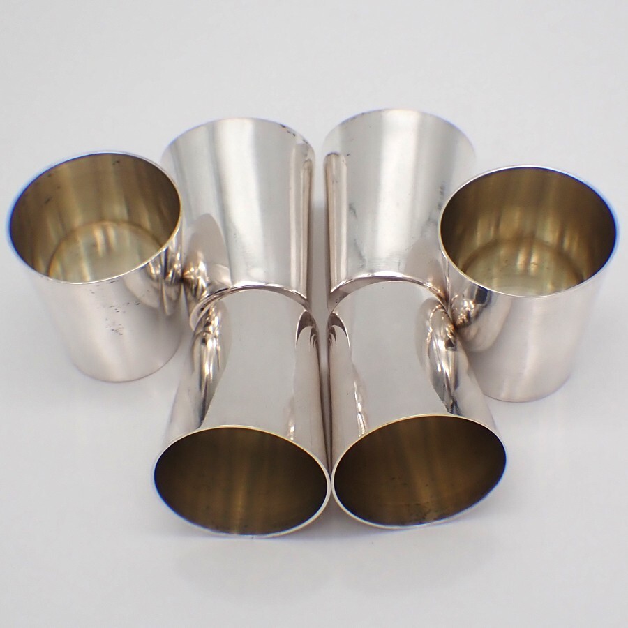 Vodka Shot Cups Set of 6 German 800 Silver