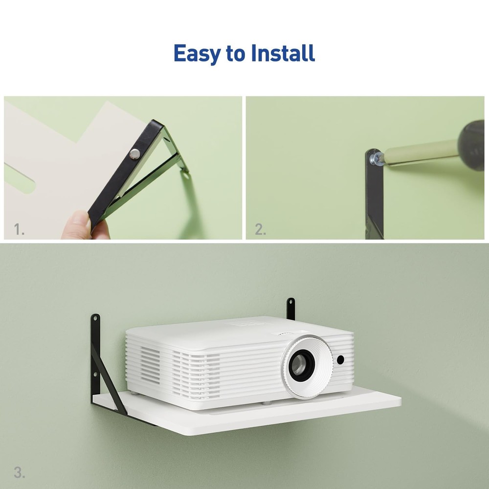 Black White Small Mini Projector Shelf for Wall, Cable Box / Router Shelf,Flo...