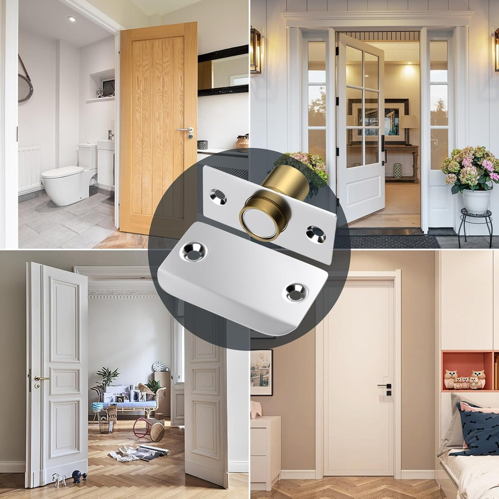 Adjustable Magnetic Door Catch for Cabinets, Easy Closure - 2 Pack Silver