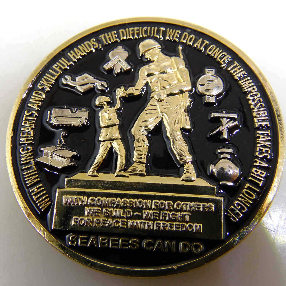 SEABEES BUILDING AND FIGHTING FOR SEVENTY FIVE YEARS CHALLENGE COIN