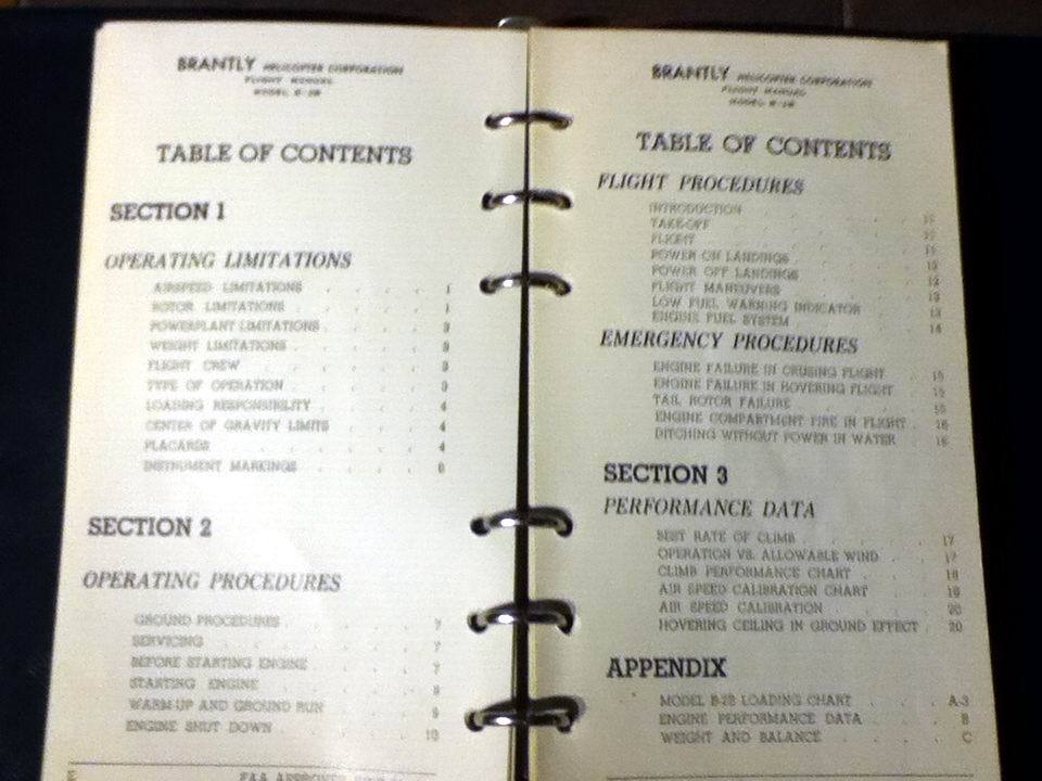 Brantly B-2B Helicopter Rotorcraft Flight Manual
