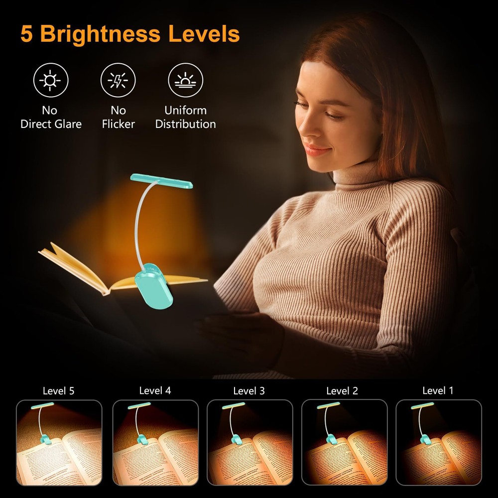 Rechargeable Book Light for Reading in Bed with 19 LED & Memory Function