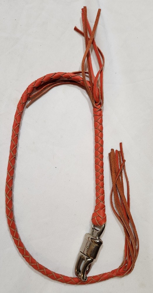 Get Back Whip Classic Biker Motorcycle Orange Leather Accessory For Handlebars