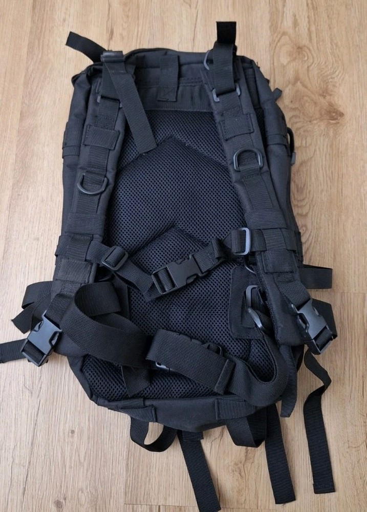 Military Tactical Black Backpack Pockets