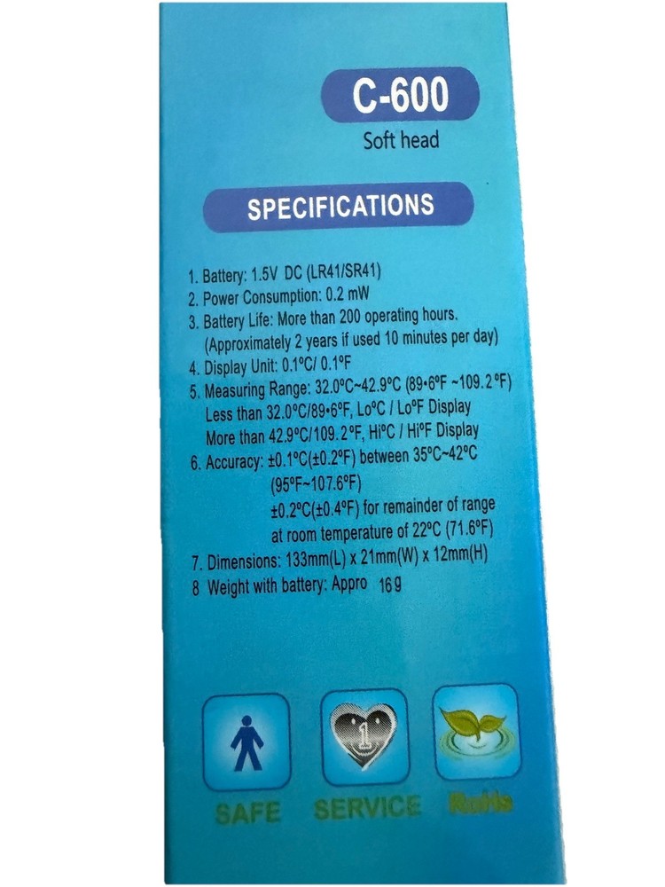 C 600 Electronic Thermometer Soft Head