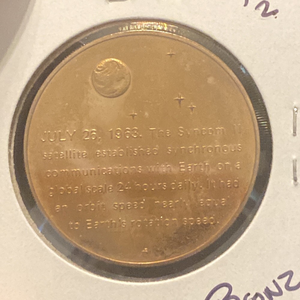 Vintage Syncom 2 Bronze Token Space Synchronous Orbit Satellite Token
