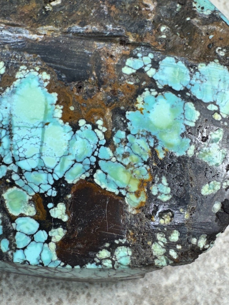 Hubei turquoise rough , solid spiderwebs nuggets in multi colored