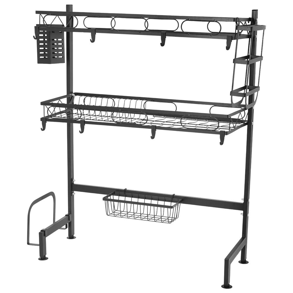 2-tiers Adjustable Large 24.4'' Dish Drying Rack Large Drainage Over-the-sink