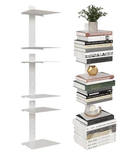 Invisible Bookshelf for Wall, 6 Tier Floating Bookshelf 6 TIER(3 PACK) White