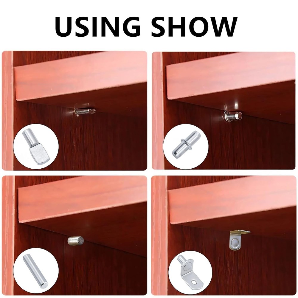 Shelf Support Pegs 120Pcs 4 Styles Nickel 5mm