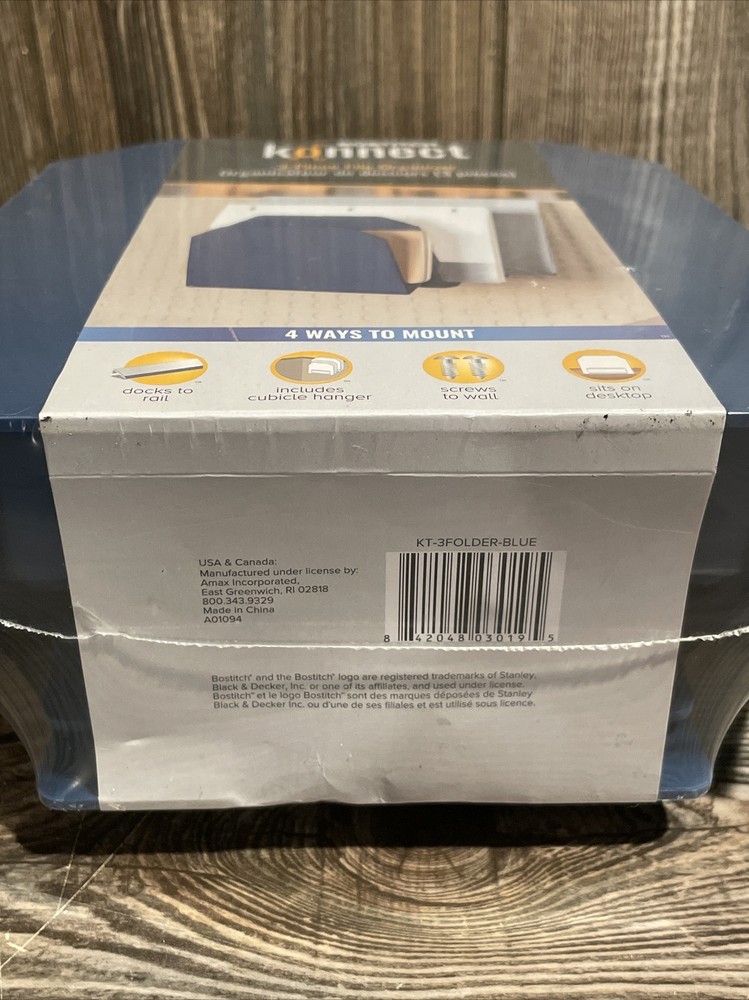 Bostitch Konnect Plastic 3-Piece File Organizer KT-3FOLDER-Blue