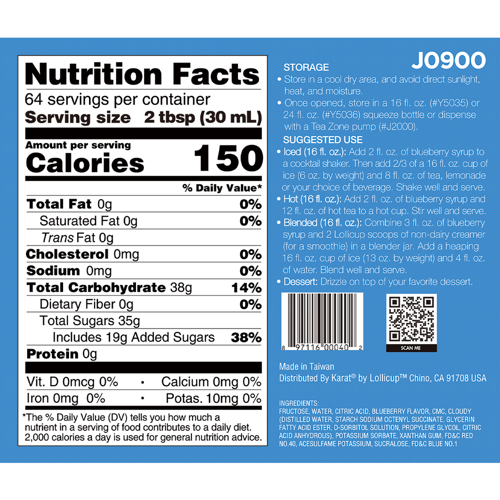 Tea Zone Blueberry Syrup (64oz), J0900