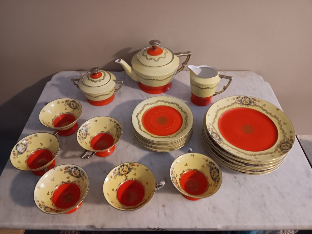 (23) Pc M Bavaria Orange & Yellow Decorated Dessert Set -