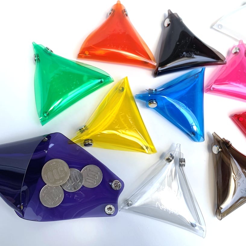 Clear Triangle Coin Case (M) Waterproof PVC, 11 Colors