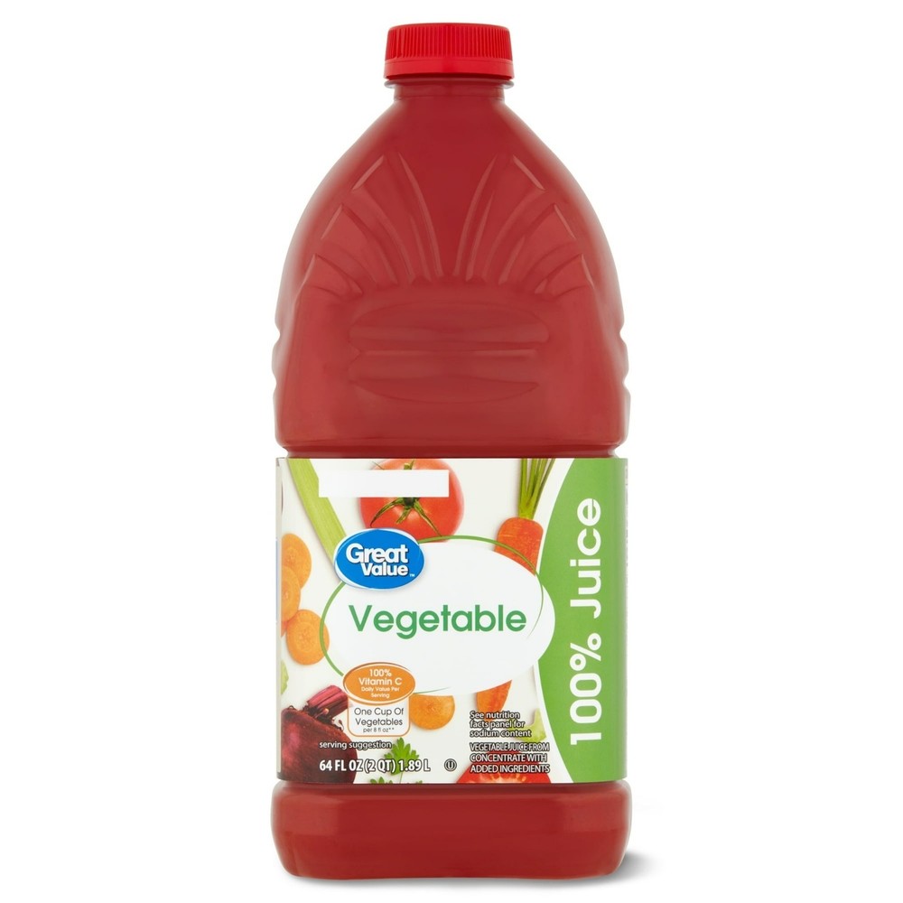 Great Value 100% Vegetable Juice, 64 fl oz each (2 Pack)