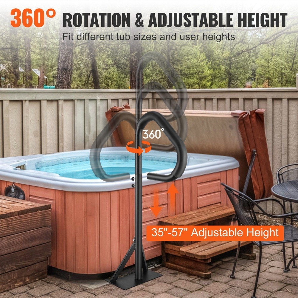 Adjustable Height 35-57in Tub Rail 600lb Capacity Rotatable Handrail