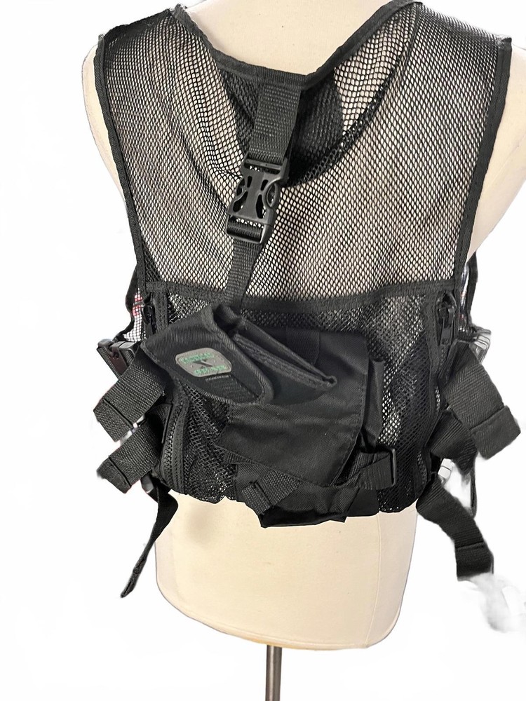Black Tactical Mesh Utility Vest with Multiple Pockets M/L