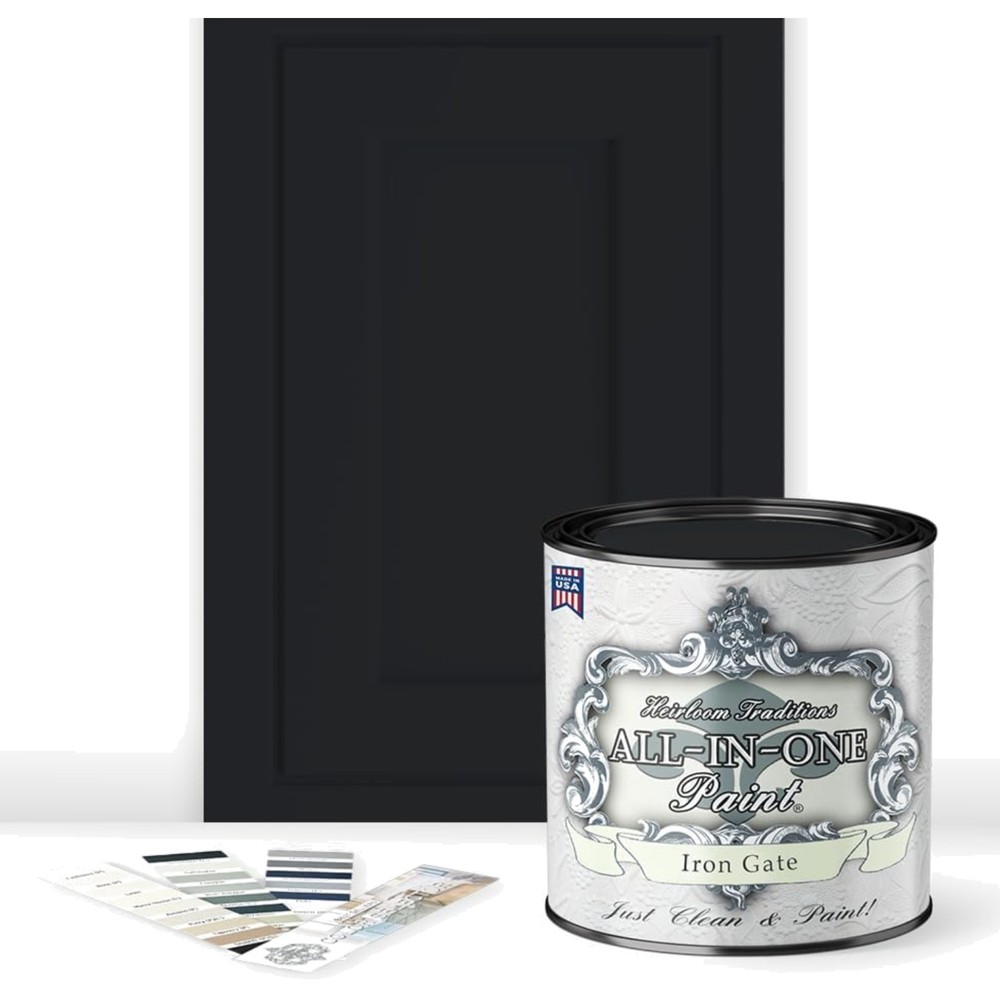 ALL-IN-ONE Paint by Heirloom Traditions, Iron Gate Black, Quart - Durable cab...