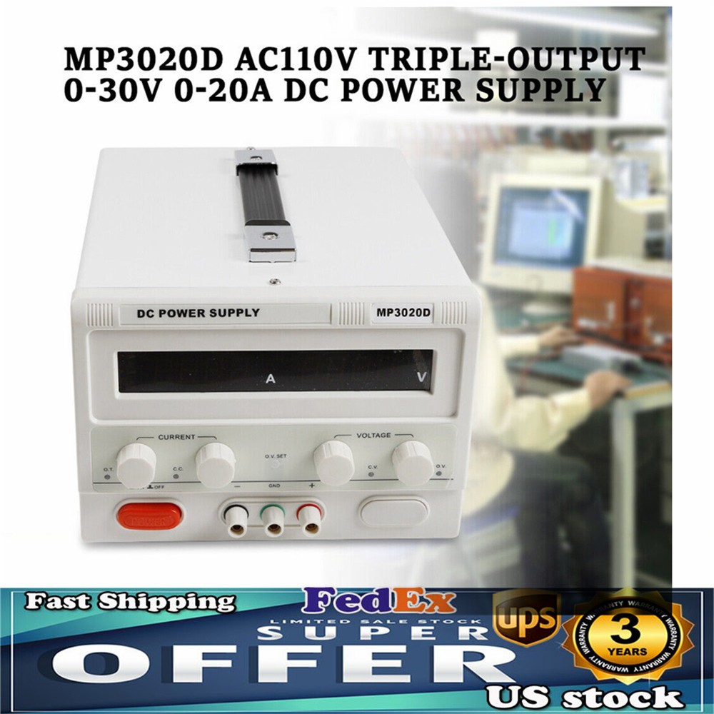 0-30V 0-20A DC Power Supply Variable Digital Lab Test Adjustable High Precision