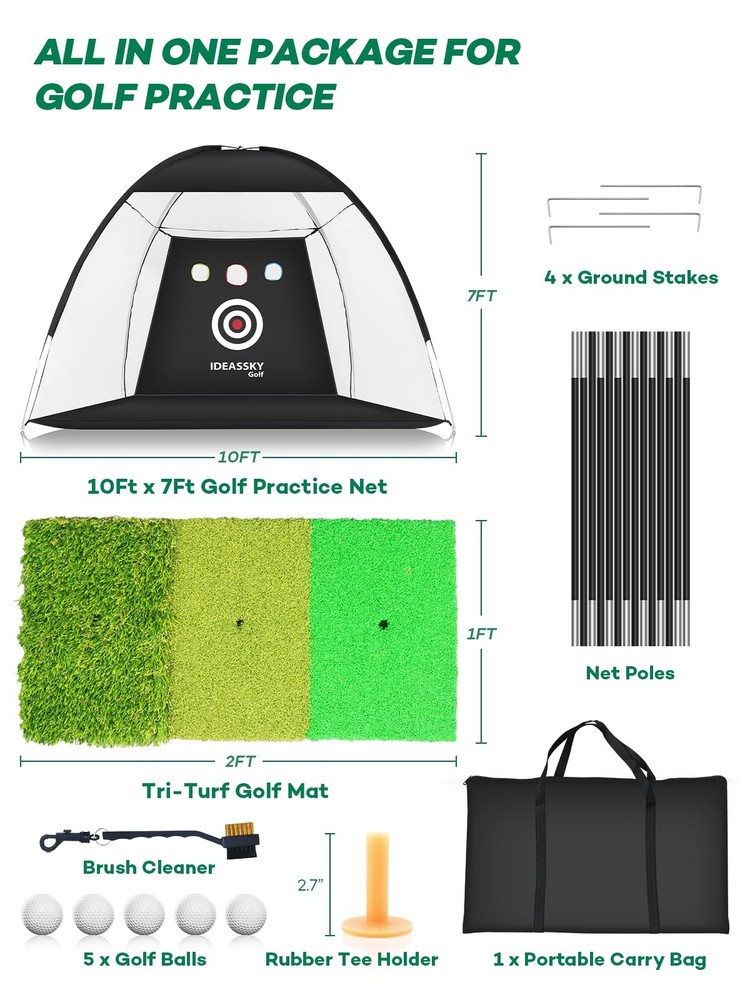 New Golf Net with Practice Mat Golf Hitting Aid Nets 10x7FT for Backyard Driving