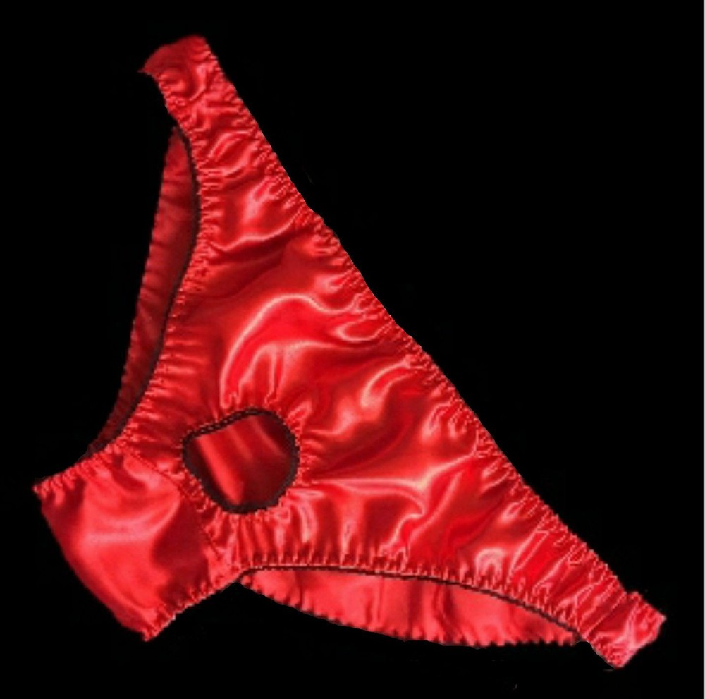 MENS Open Front Satin Sissy Bikini Panties