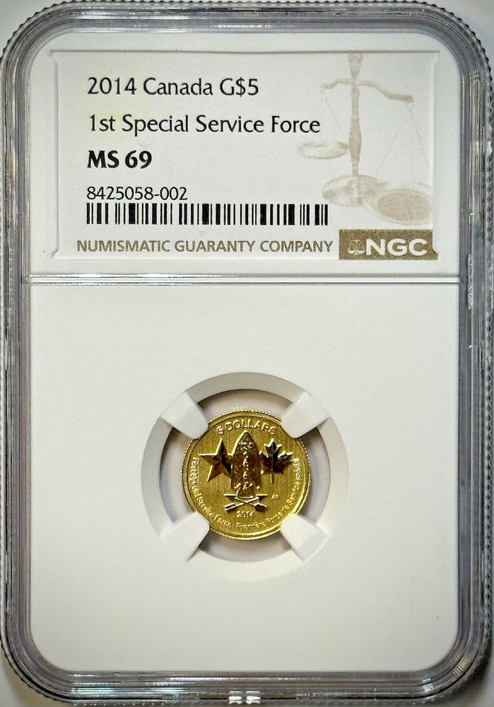 2014 Canada $5 Gold – First Special Service Force – NGC MS69 (.9999)
