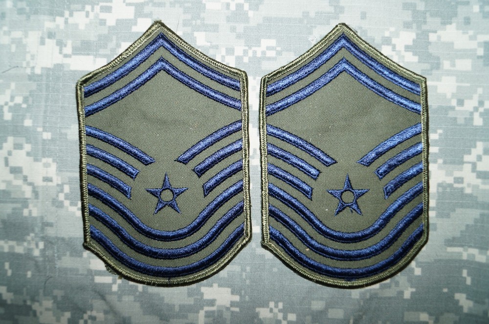 Military Patch US Air Force BDU Blue Chief Master Sergeant E-8 Rank MALE Pre-91
