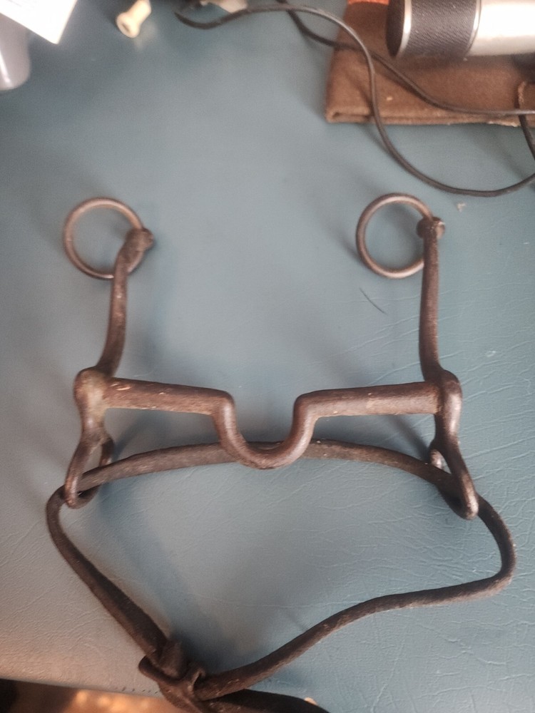 Vintage Iron leather strap Horse Bridle  Bit