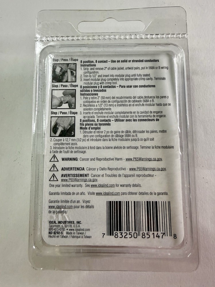 IDEAL 85-147 CAT5e/RJ-45 Data/Network Modular Plugs (10 PACK) NEW