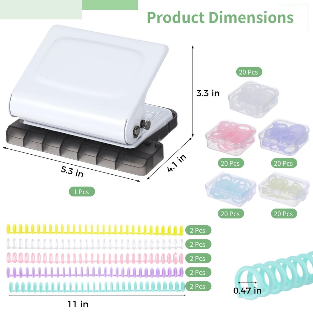 10-Hole Binder Machine Kit, Manual Binding System with 10 Pcs Loose Leaf Bind...