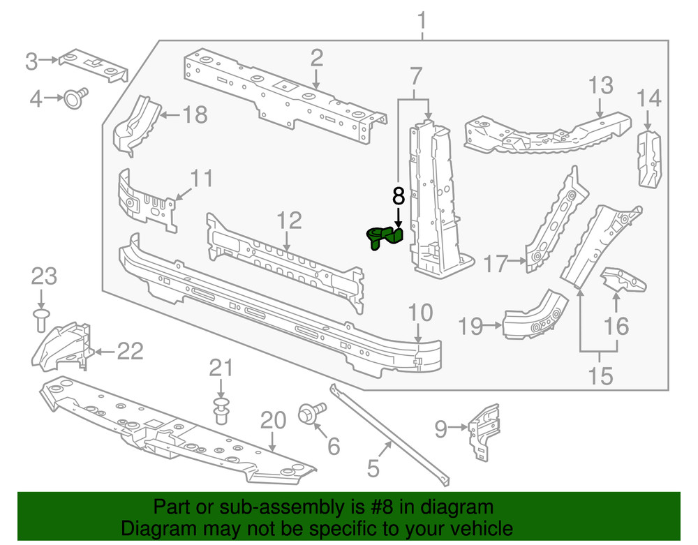 Genuine GM Driver Side Front End Lower Tie Bar Bracket 23440838