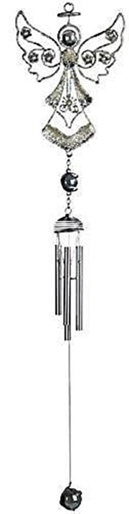 Silver Angel Wind Chime With Gems By Backwoods Lighting LLC