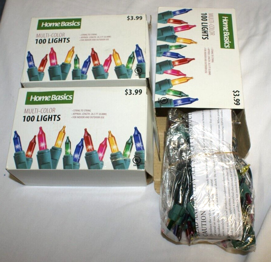 3 VTG 100 Mini Multi Color Lights String to String Indoor Outdoor by Home Basic
